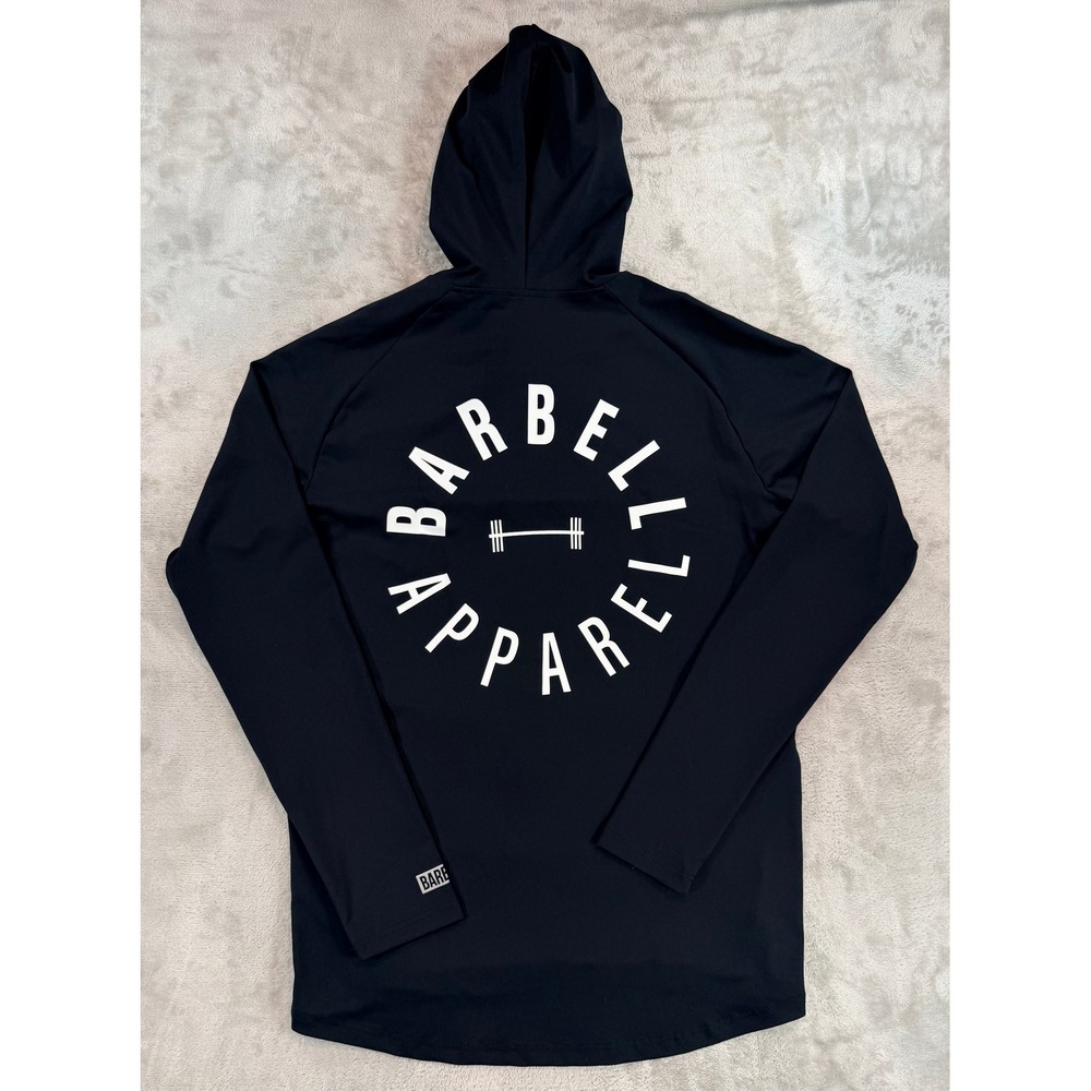 Barbell Apparel Men Pullover Athletic Gym Hoodie Black Graphic Logo Small